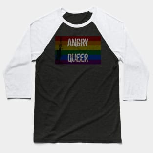 Angry Rainbow Queer Baseball T-Shirt